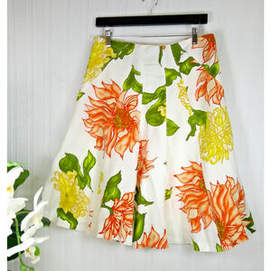 RD+Koko Womens Large Linen Blend A-Line Floral Midi Skirt